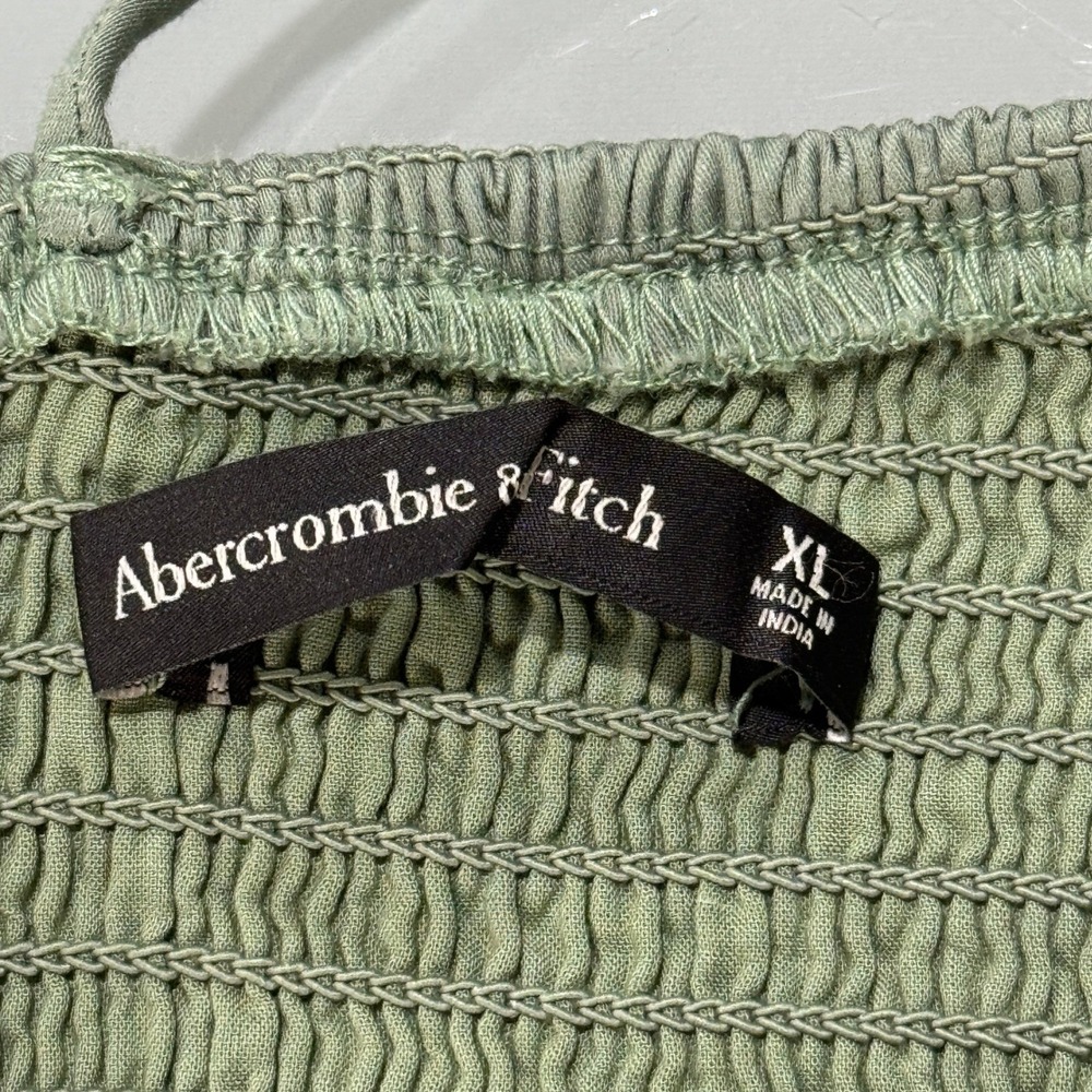 Abercrombie & Fitch Dress Womens XL Green Maxi Tie Strap Tiered Summer Sundress - Picture 7 of 11